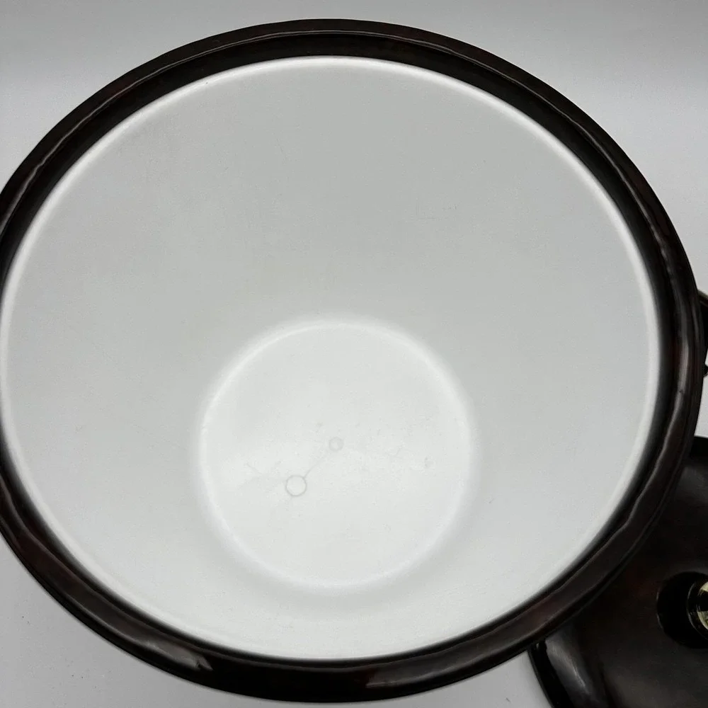 Vtg MCM Faux Tortoise Shell Brown Marbled Vinyl Padded‎ Ice Bucket Handle Core